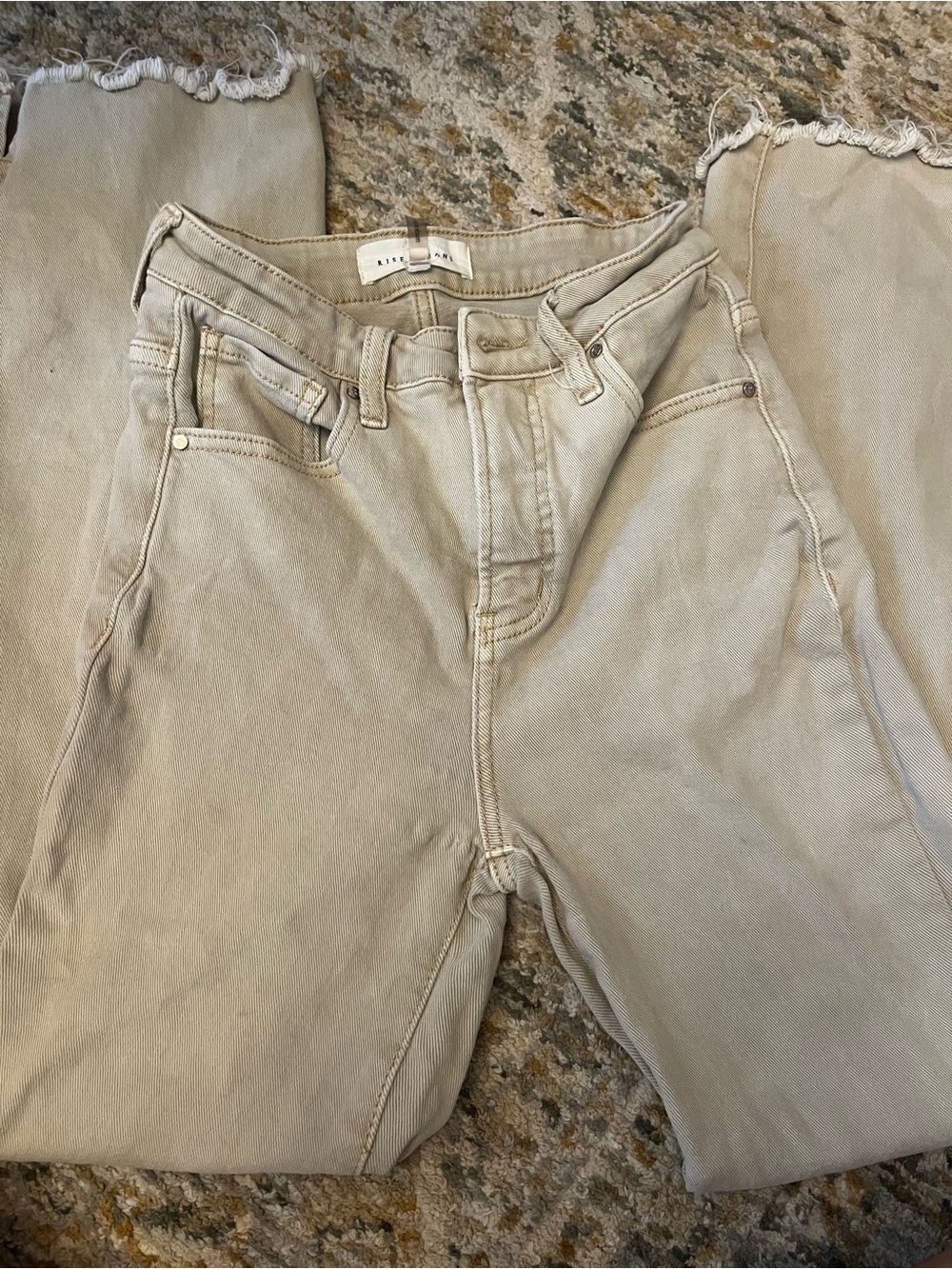Women's Cropped High-Rise Jeans in Beige
